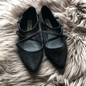 Steve Madden Black Felt Flats